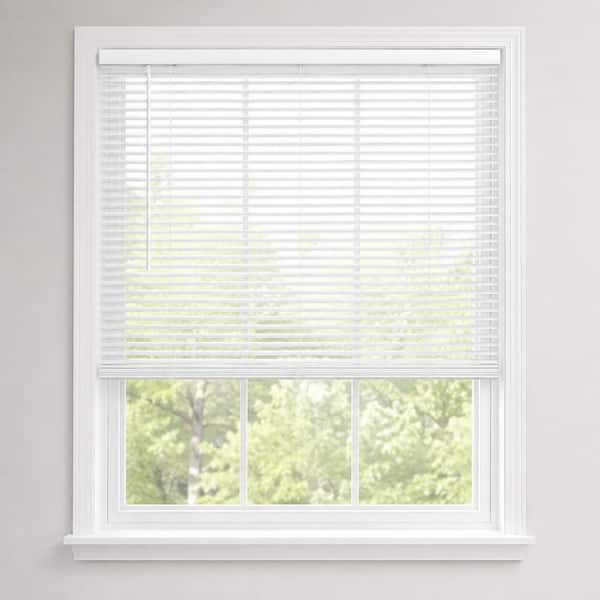 Cordless Vinyl Mini Blinds, Light FIltering, 1 in. Slats, Gloss White, 65 in. W x 48 in. L