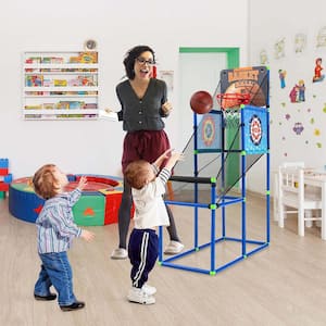 2-in-1 Kids Basketball Arcade and Sticky Balls Game with Electronic Scoreboard Sound