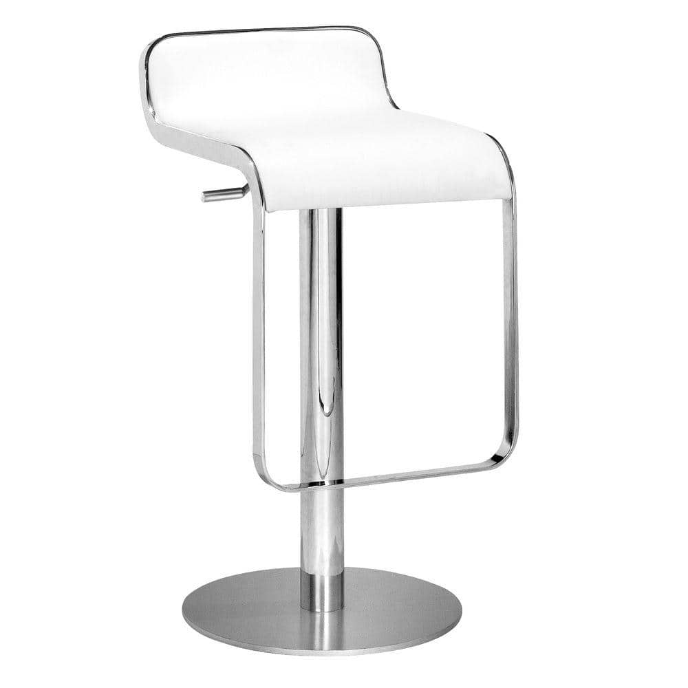 ZUO Adjustable Height White Bar Stool 301113 The Home Depot