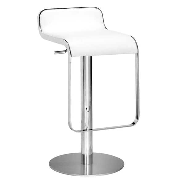 ZUO Adjustable Height White Bar Stool
