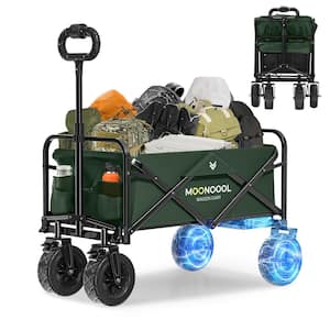 7.06 cu. ft. Foldable Wagon Collapsible with 8 in. All-Terrain Wheel, Metal Garden Cart for Camping, Garden