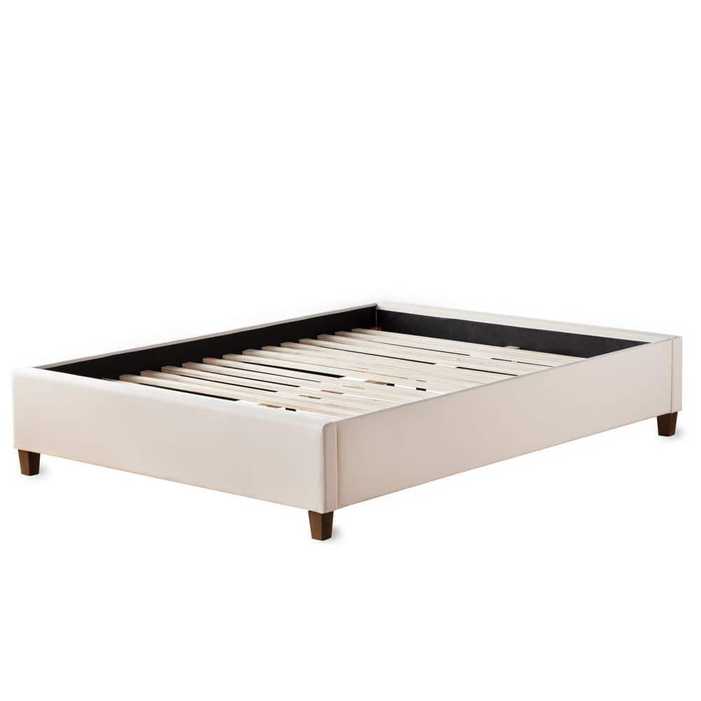 Ava Cream California King Upholstered Platform Bed with Slats