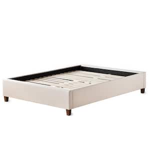 Ava Cream Queen Upholstered Platform Bed with Slats
