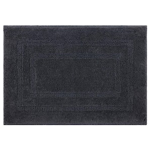 Cotton Reversible Charcoal 17 in. x 24 in. Gray Cotton Machine Washable Bath Mat