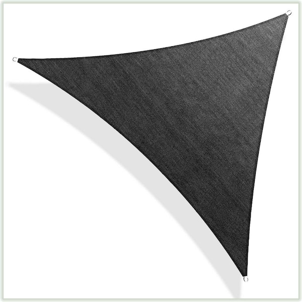 COLOURTREE 8 ft. x 8 ft. 190 GSM Black Equilateral Triangle Sun Shade Sail Screen Canopy, Outdoor Patio and Pergola Cover