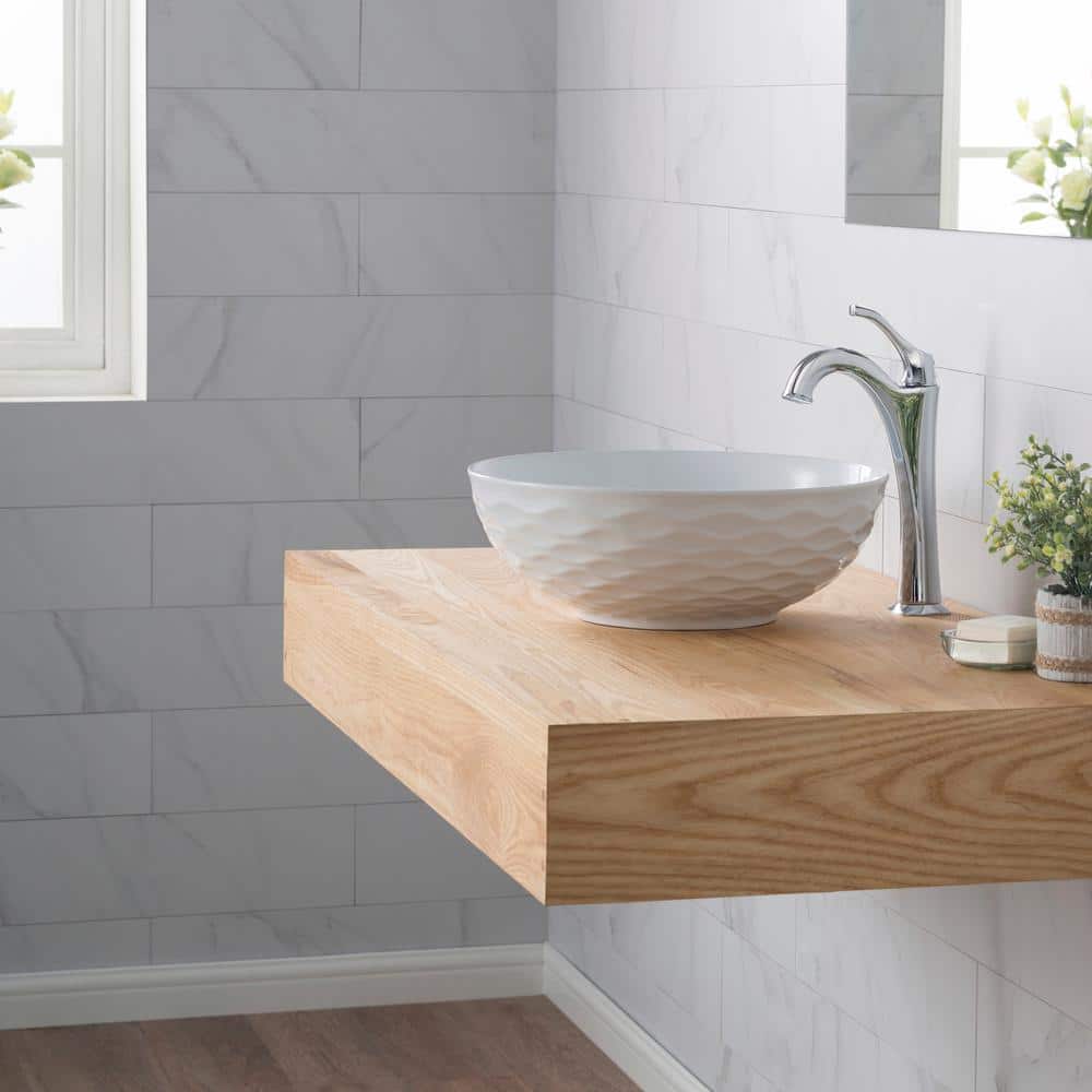 Viva Round White Ceramic Vessel Bathroom Sink, 16 1/2 in.