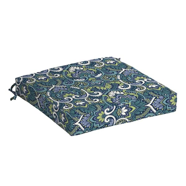 ARDEN SELECTIONS 19 in x 19 in Sapphire Aurora Blue Damask Square Outdoor Seat Cushion