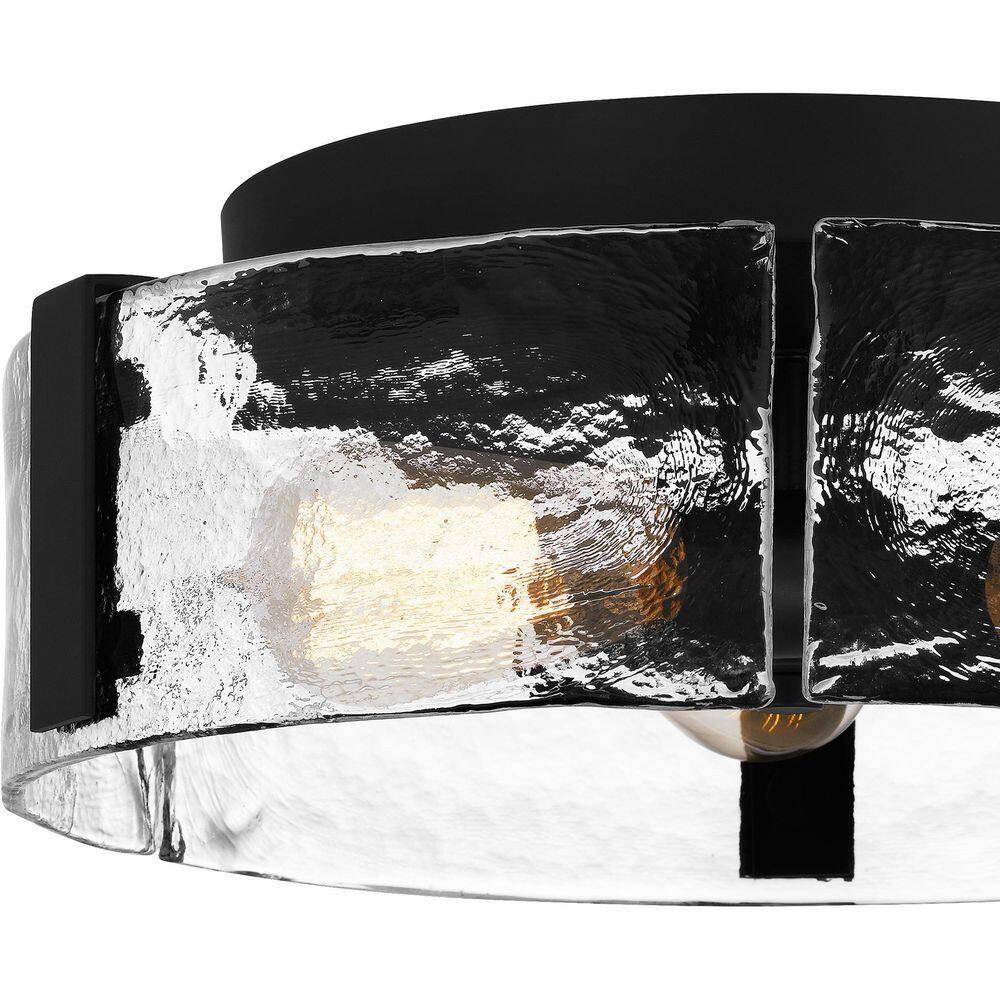 Angora Matte Black and Glass 3-Light Flush Mount