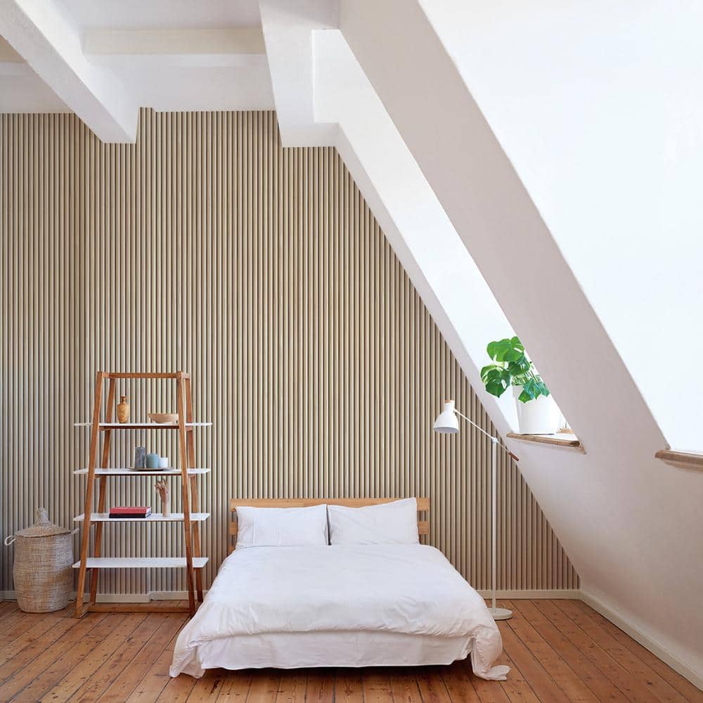 Blonde Reeded Wood Self-Adhesive Peel and Stick Wallpaper