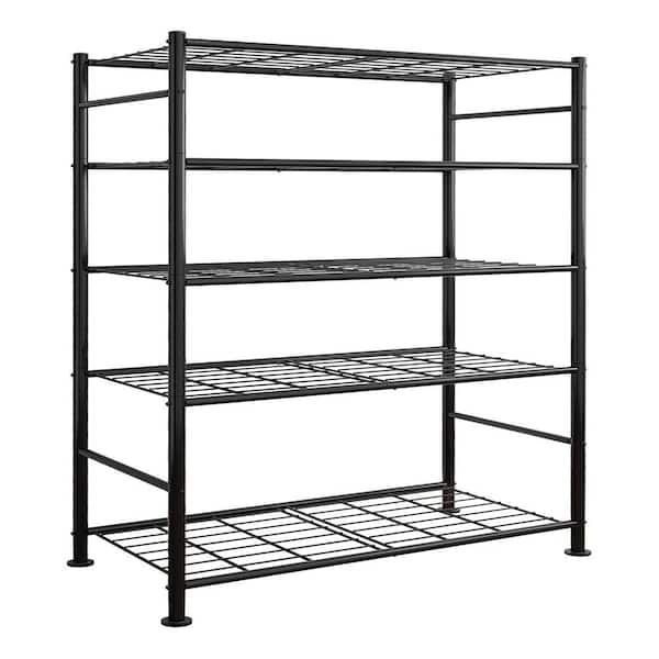 5-Shelf Black Heavy Duty Metal Storage Shelves Organizer Stable Garage Shelving Unit with Leveling Feet