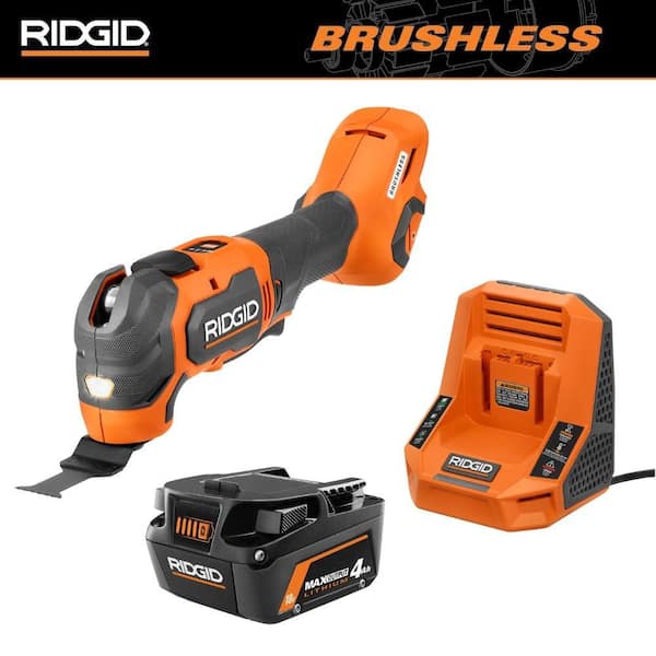 18V 4.0 Ah MAX Output Battery and Rapid Charger Kit with 18V Brushless Cordless Oscillating Multi-Tool