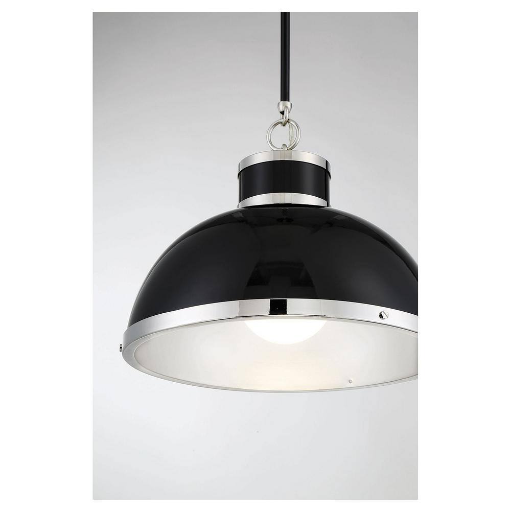 Corning Black and Polished Nickel 1-Light Pendant