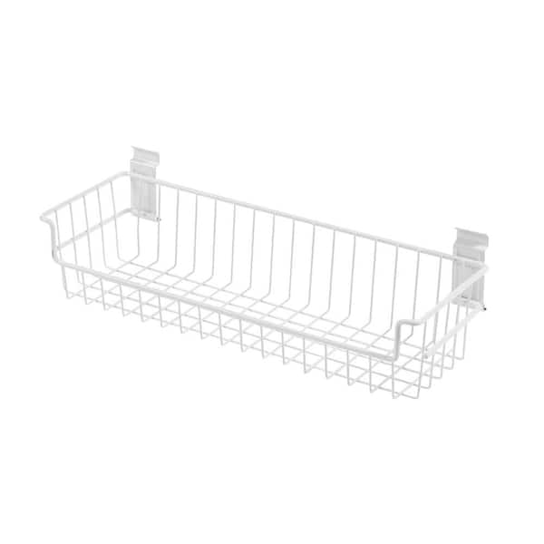 6 in. x 18 in. White Steel Large Basket Bracket for Wire Shelving