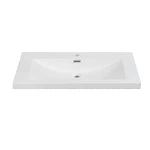 35.4 in. W x 18.5 in. D Solid Surface Resin Vanity Top in White