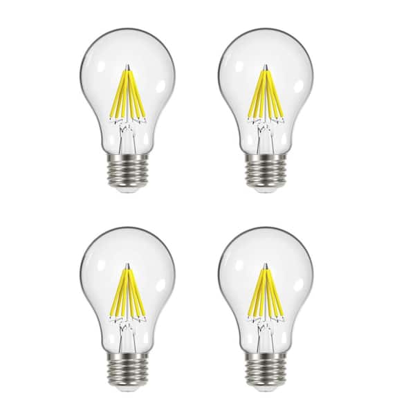 EcoSmart 60-Watt Equivalent A19 Dimmable Energy Star Clear Filament Vintage Style LED Light Bulb Daylight (4-Pack)