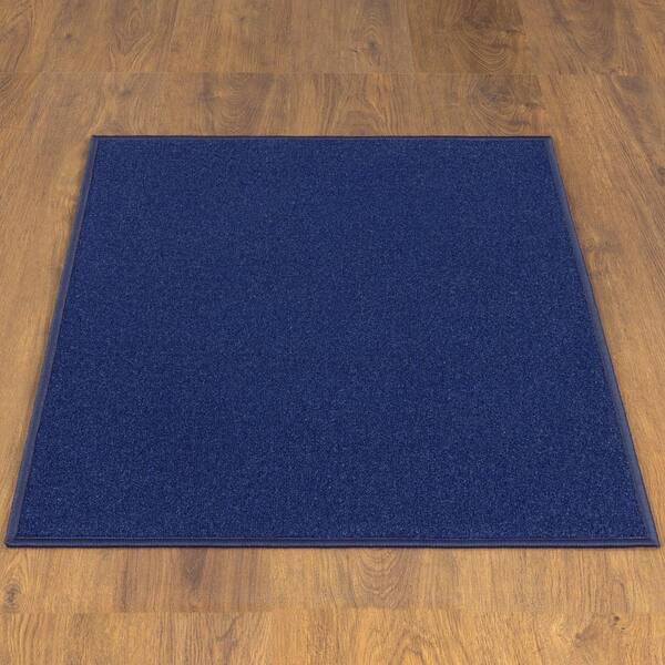 Ottomanson Classics Non-Slip Rubberback Modern Solid 2x3 Indoor Area Rug/Entryway  Mat, 2'3 x 3', Navy 