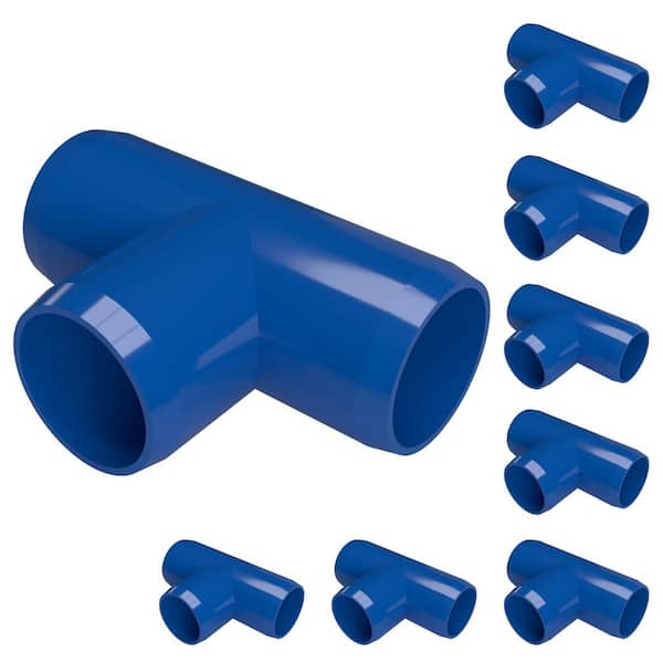 Formufit 3/4 in. Furniture Grade PVC Tee in Blue (8-Pack)
