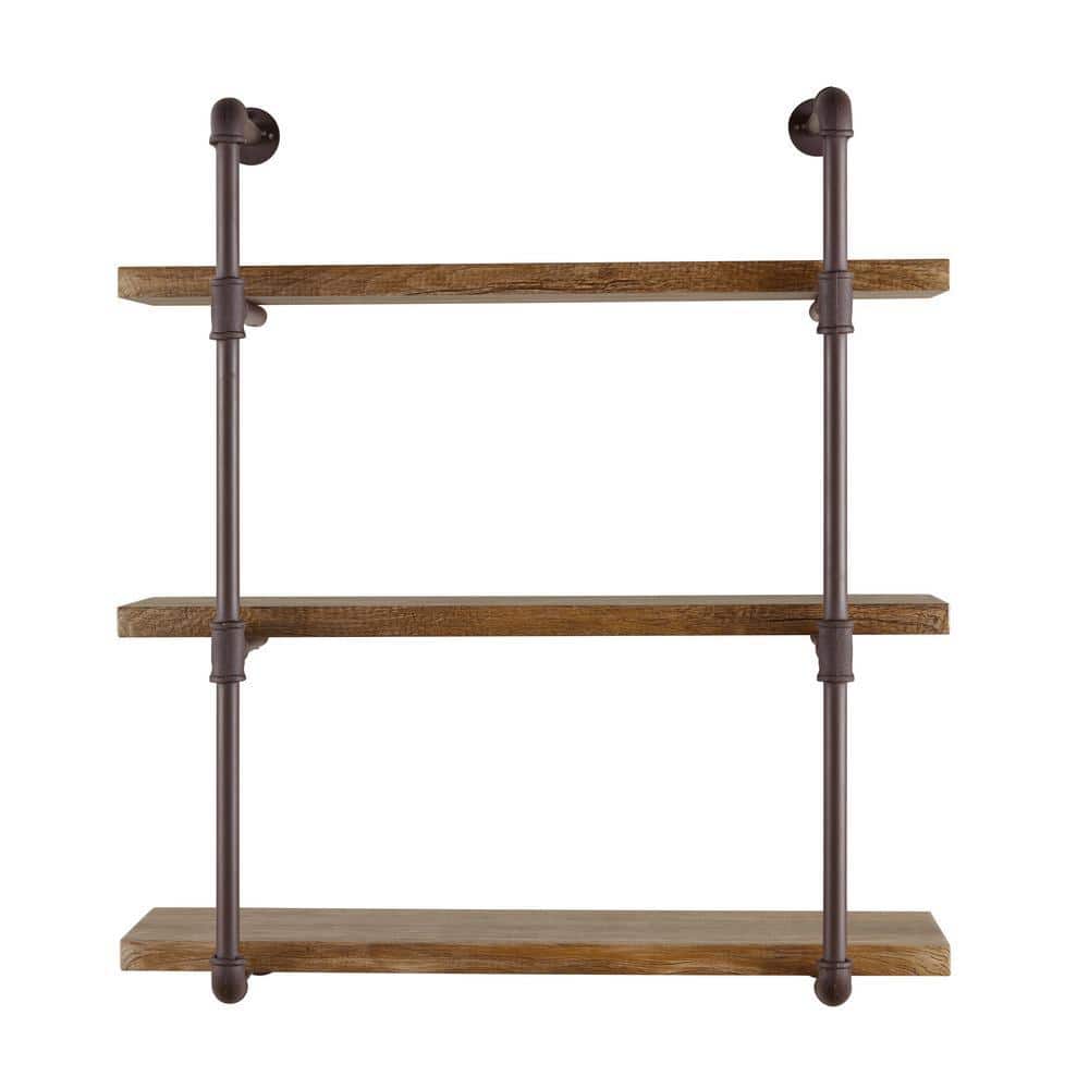 DANYA B Urbanne Industrial Aged 3-Tiered Wood Print MDF and Metal