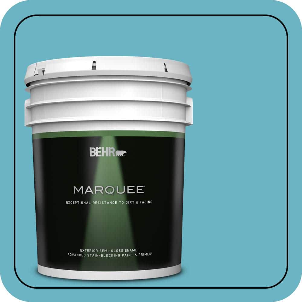 BEHR MARQUEE 5 gal. #530D-5 Riverside Blue Semi-Gloss Enamel Exterior ...