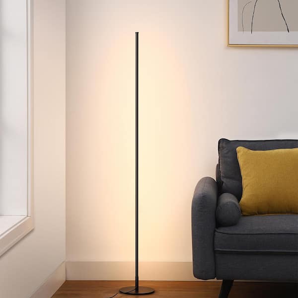 57.5 in. Black LED Dimmable Standing Floor Lamp for Living Room