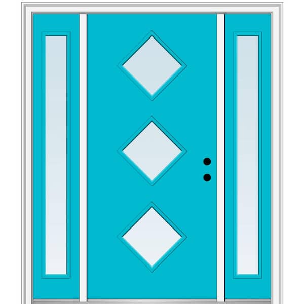 MMI Door 68.5 in. x 81.75 in. Aveline Left-Hand Inswing 3-Lite Clear Low-E Painted Fiberglass Prehung Front Door with Sidelites