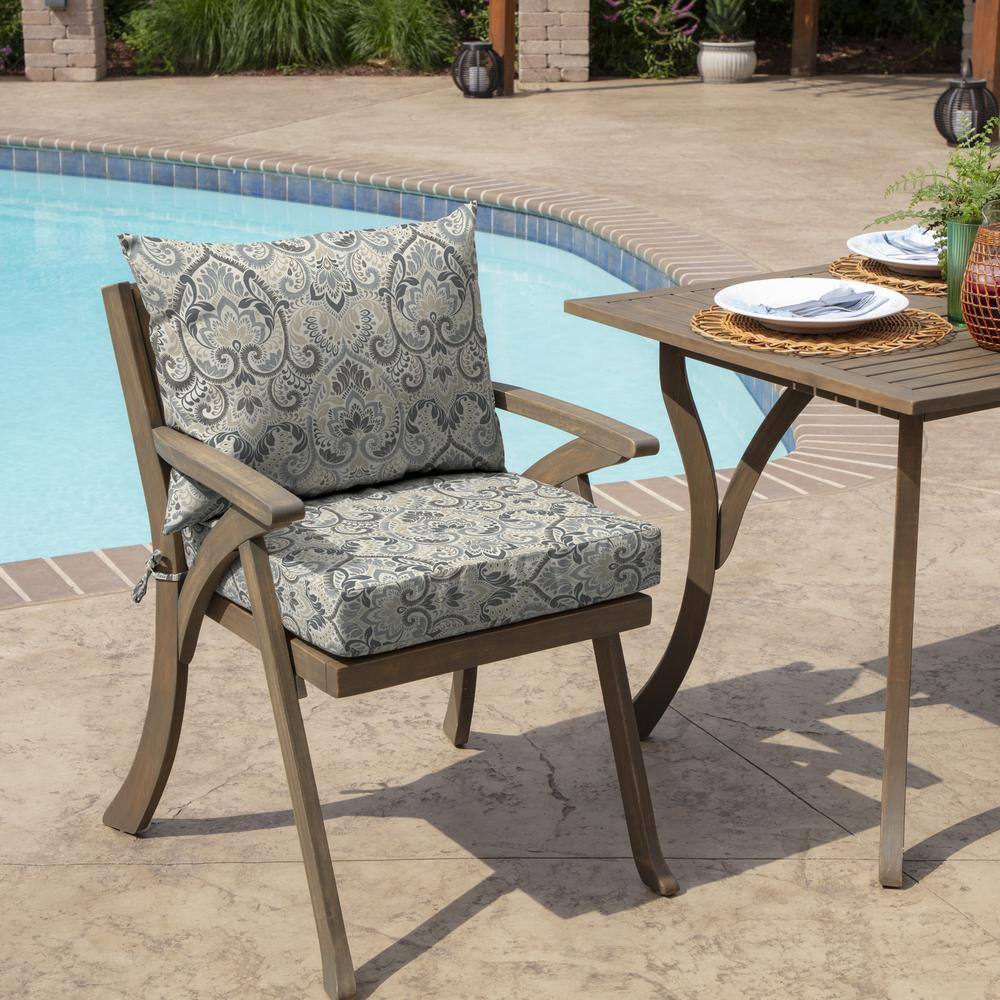 Arden Selections Neutral Damask Outdoor Dining Chair Cushion Set