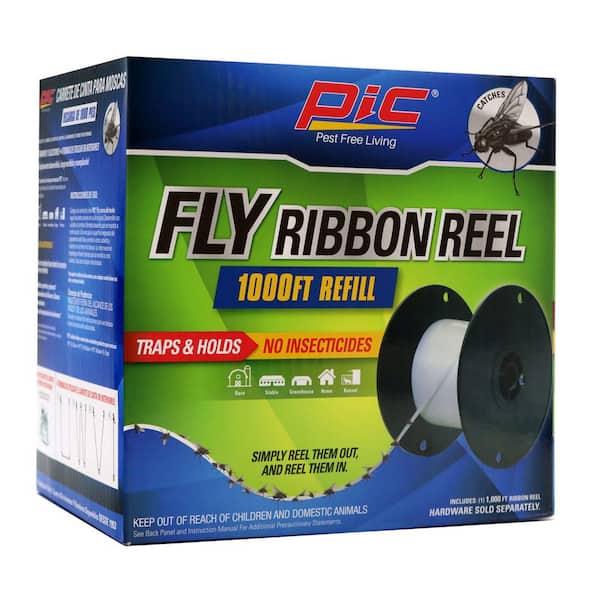 Fly Ribbon Line Trap Refill,1000 ft., Fly Reel Sticky Tape Trap, Indoor Outdoor Disposable Fly Strip, Non-Toxic