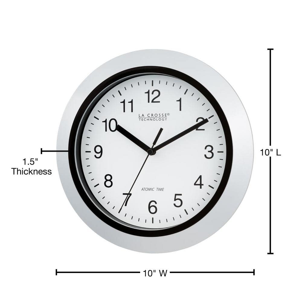 Silver 10'' Atomic Analog Wall Clock with Plastic Frame