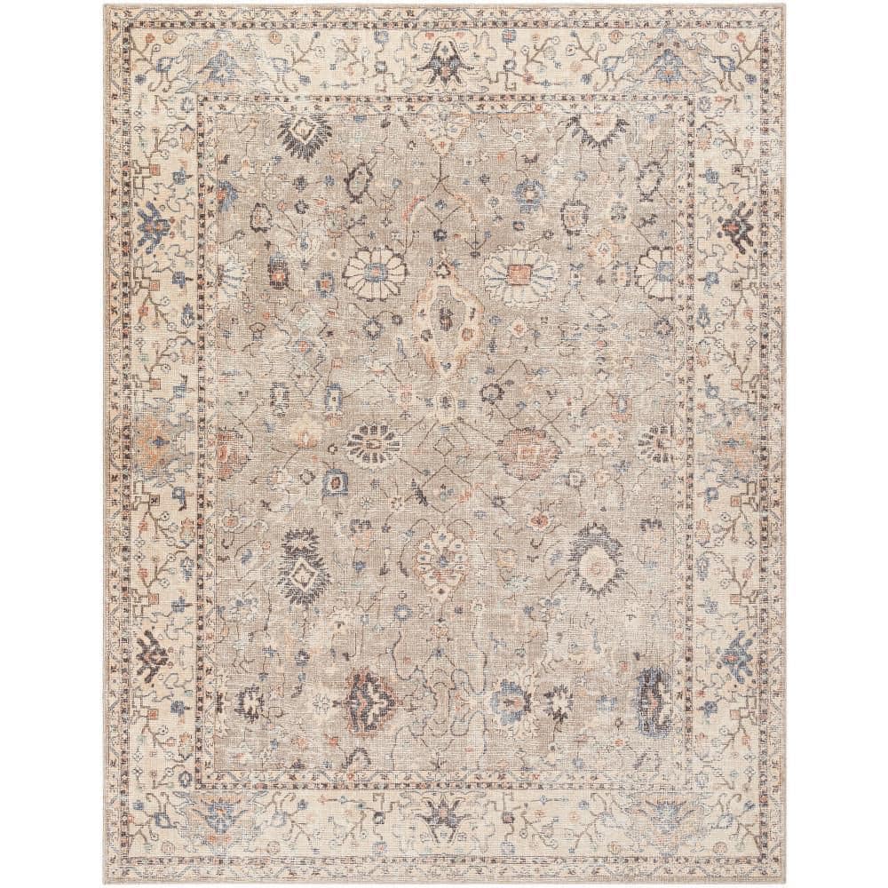Gray Rectangular Synthetic Medium Pile Area Rug