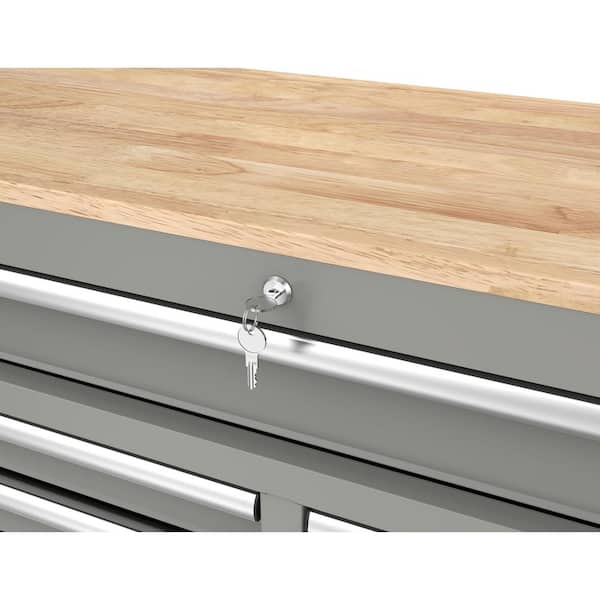 Husky Tool Storage 46 in. W Gloss Gray Mobile Workbench Cabinet