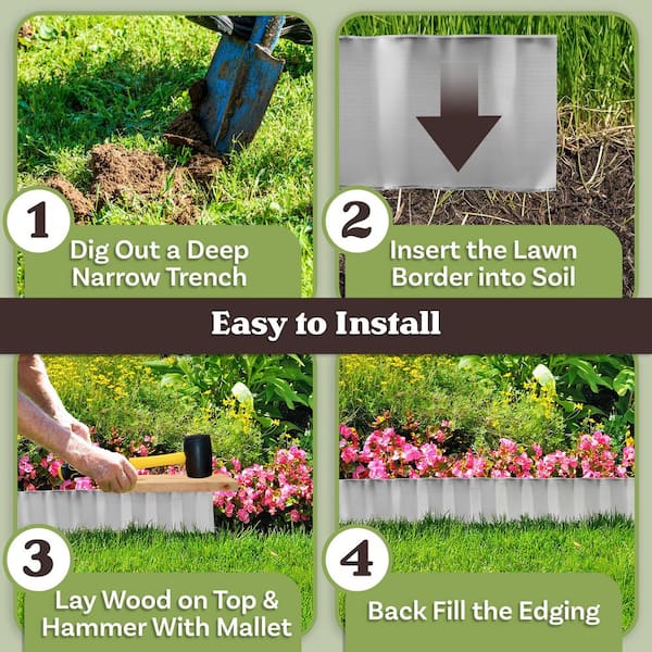 Pure Garden 16 ft. Galvanized Steel Lawn Edging