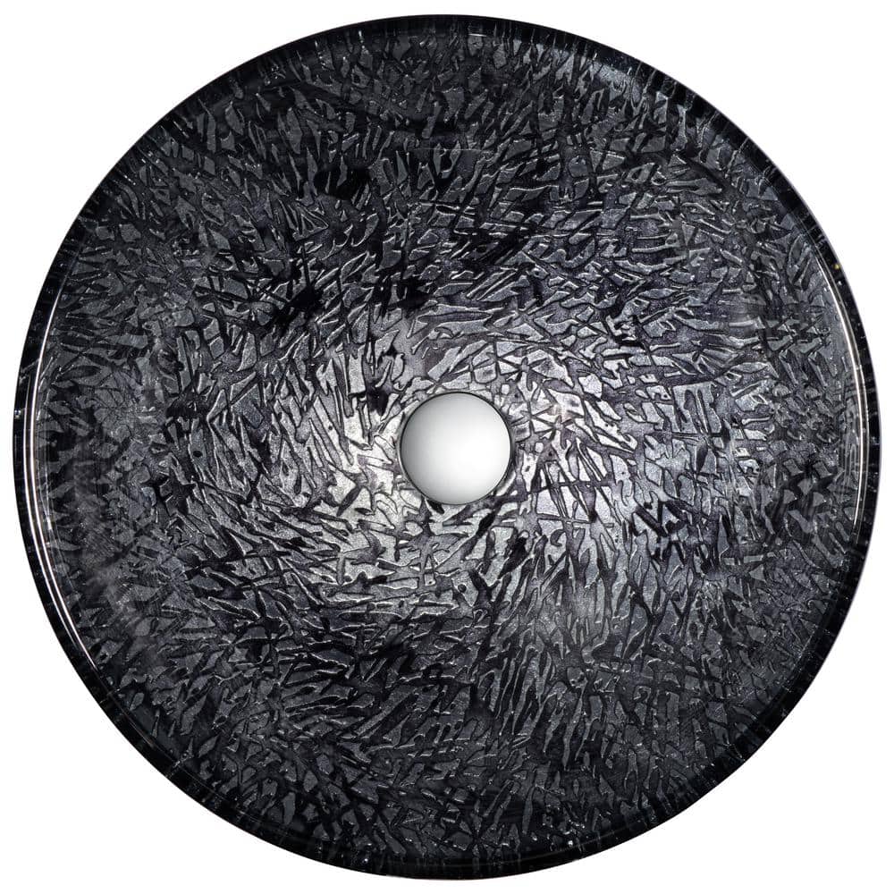 Arctic Sheer 16.5'' Gray Tempered Glass Circular Bathroom Sink