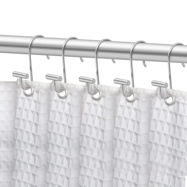 Rust-Resistant T-Bar Design Metal Shower Curtain Rings/Hooks for Bathroom, Curtains and Clothing etc-Set of 12, Chrome