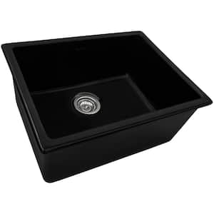 24 in. Single Bowl Dualmount Fireclay Kitchen Sink in Black