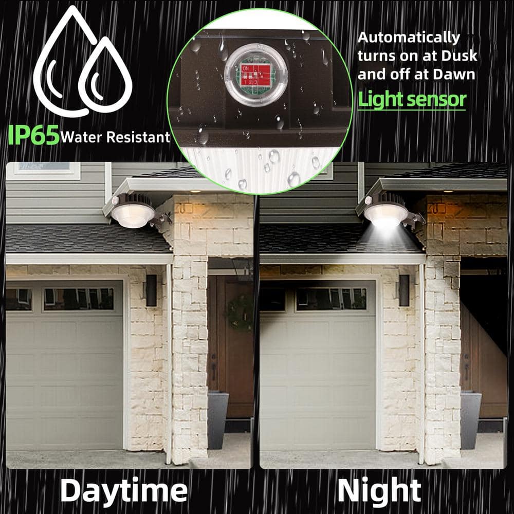 Pinegreen Matte Brown LED Dusk-to-Dawn Outdoor Floodlight