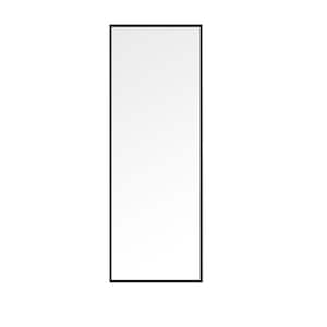 24 in. W x 65 in. H Rectangular Full Length Aluminum Alloy Framed Wall Bathroom Vanity Mirror with Stand in Black
