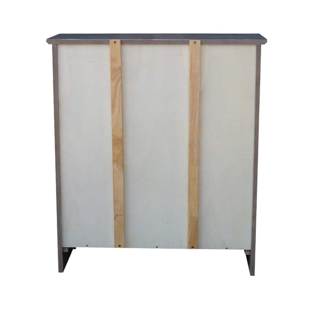 Transitional Solid Wood Adjustable 3-Shelf Bookcase in Washed Gray Taupe