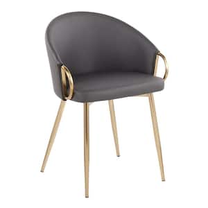 Claire Grey Faux Leather and Gold Metal Dining Chair