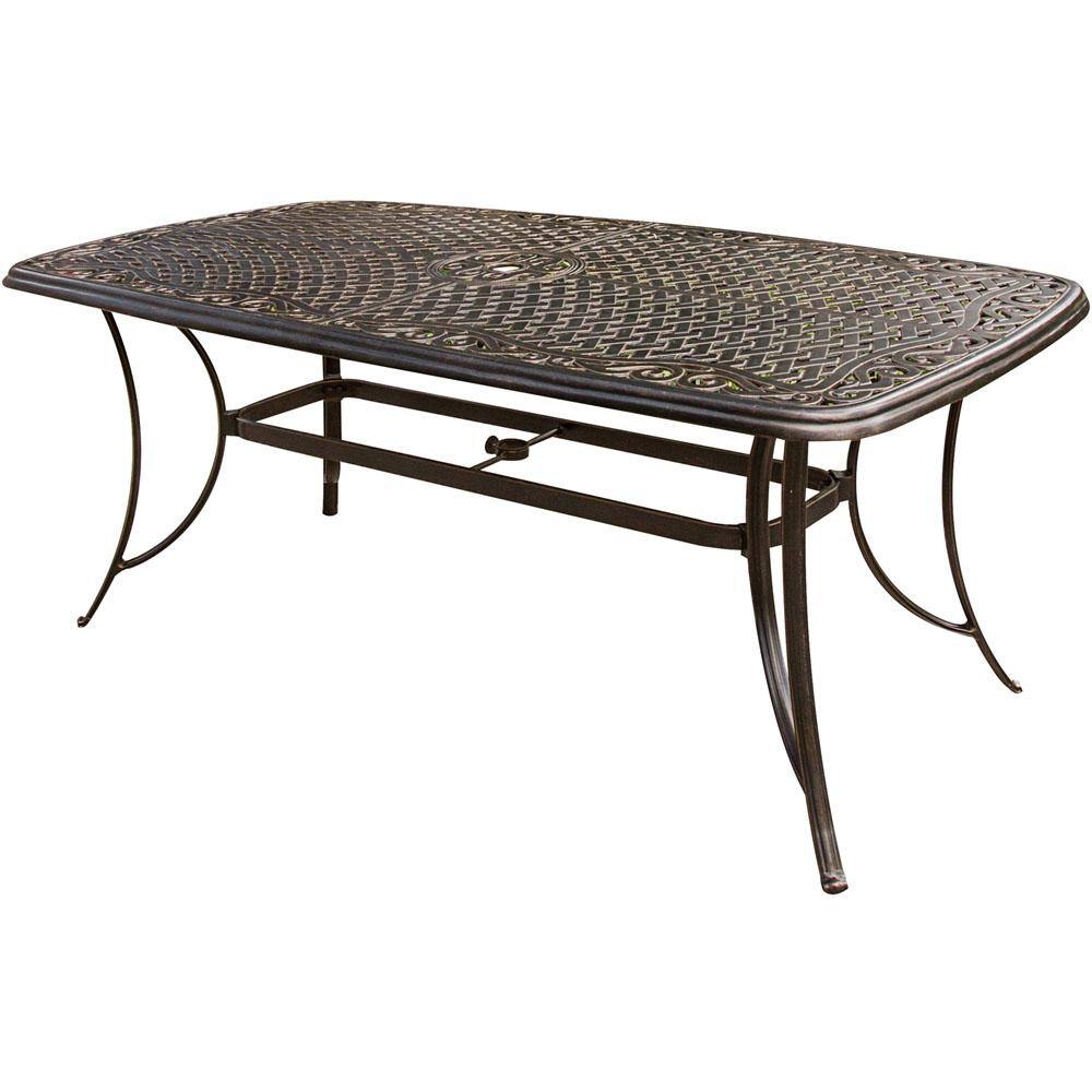 Hanover Bronze 7-Piece Outdoor Dining Set with Red Cushions