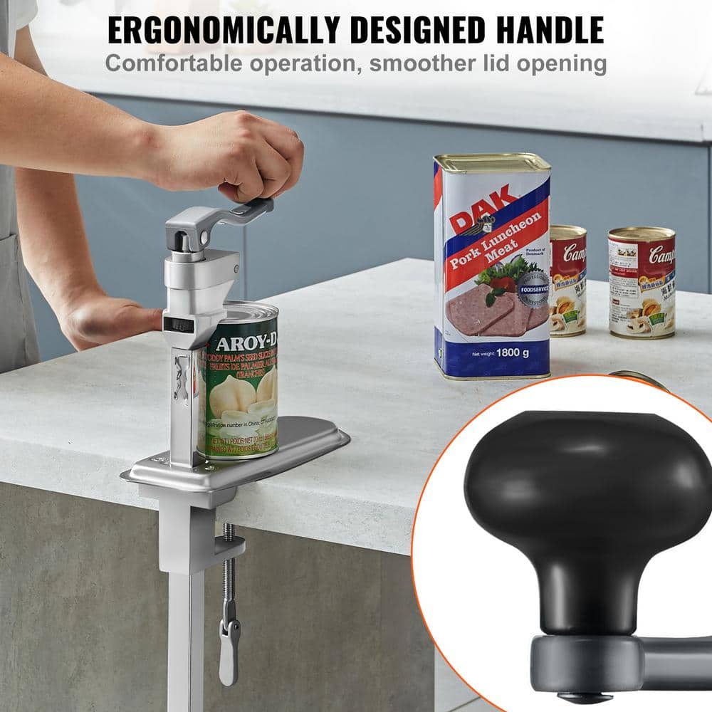 Commercial Steel Table Clamp Manual Can Opener with Ergonomic Handle