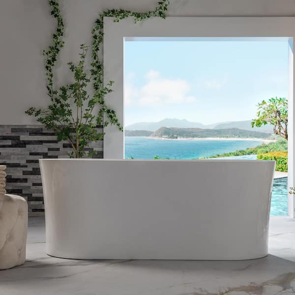 WOODBRIDGE Vienna 59 in. Acrylic FlatBottom Double Ended Bathtub