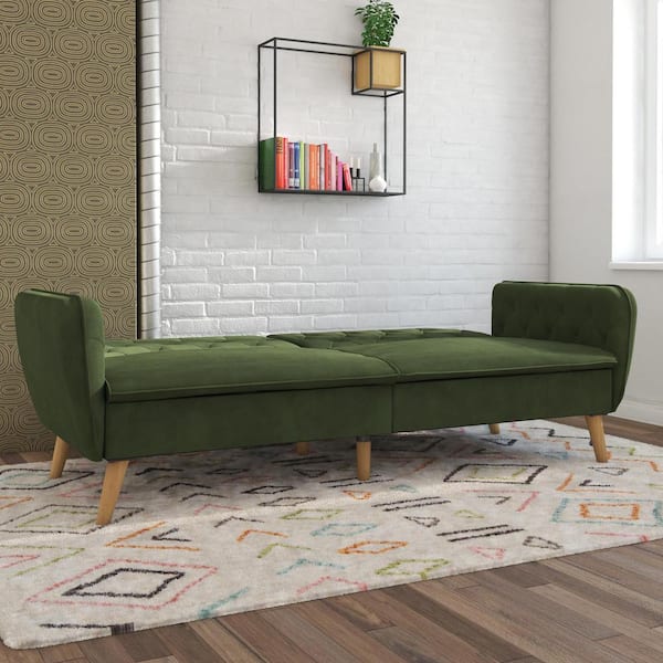 Tallulah Memory Foam Green Velvet Futon
