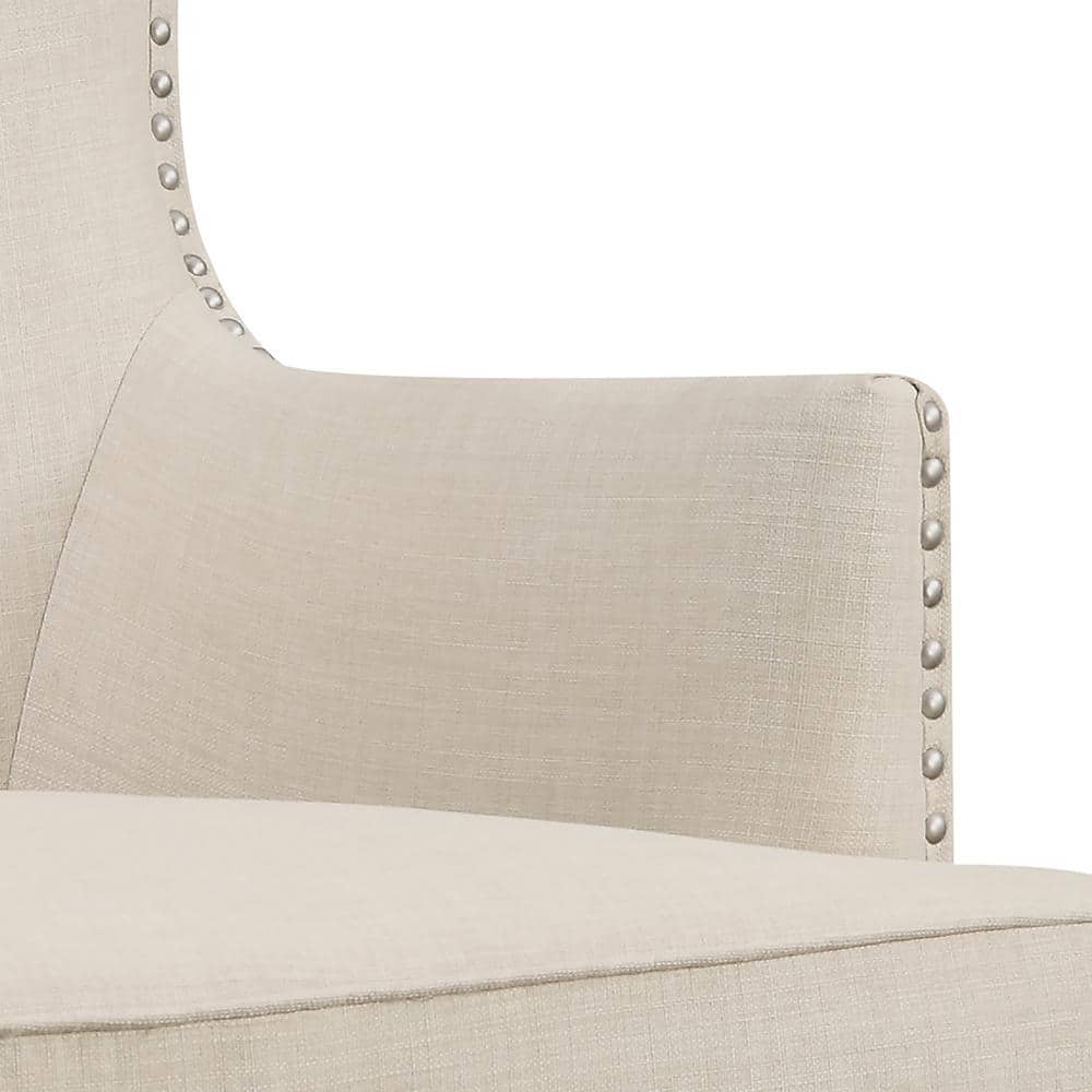 Heirloom Natural Beige Wood Wingback Accent Chair