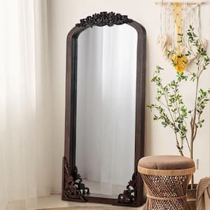 21 in. W x 64 in. H Classic Arch-Top Wood Framed Dark Walnut Full-Length Floor Mirror