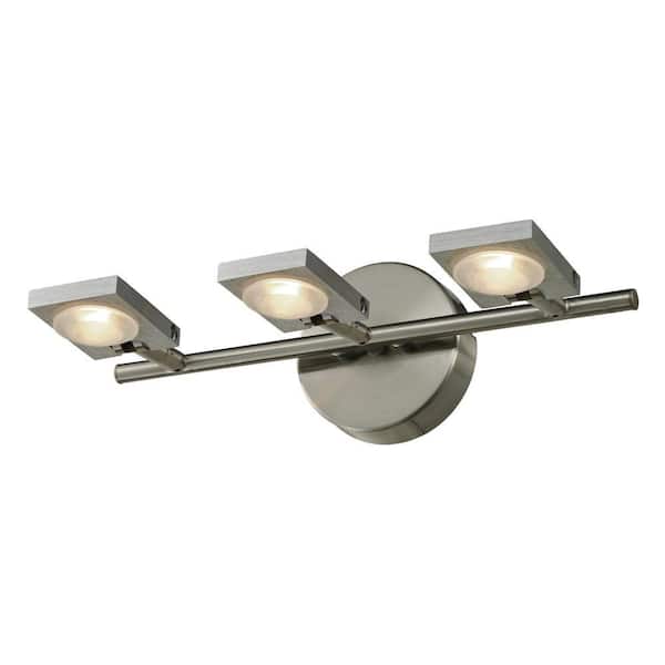 Titan Lighting Plandome 3-Light Brushed Nickel/Brushed Aluminum Bath Light