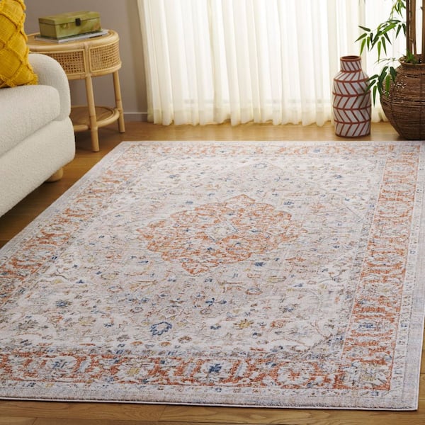 Scarlett 8 ft. x 10 ft. Beige/Ivory Rust Medallion Ornate Area Rug