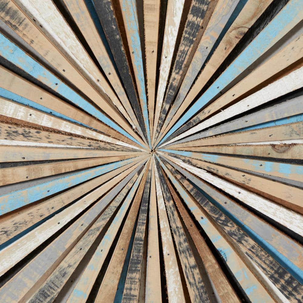 Multicolored Wood Starburst Carved Wall Decor 36"