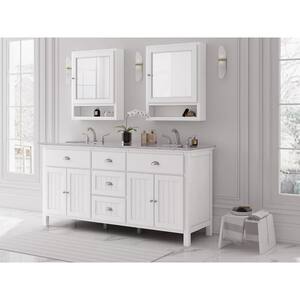 Ridgemore 71 in. W x 22 in. D Vanity in White with Granite Vanity Top in Grey with White Sink