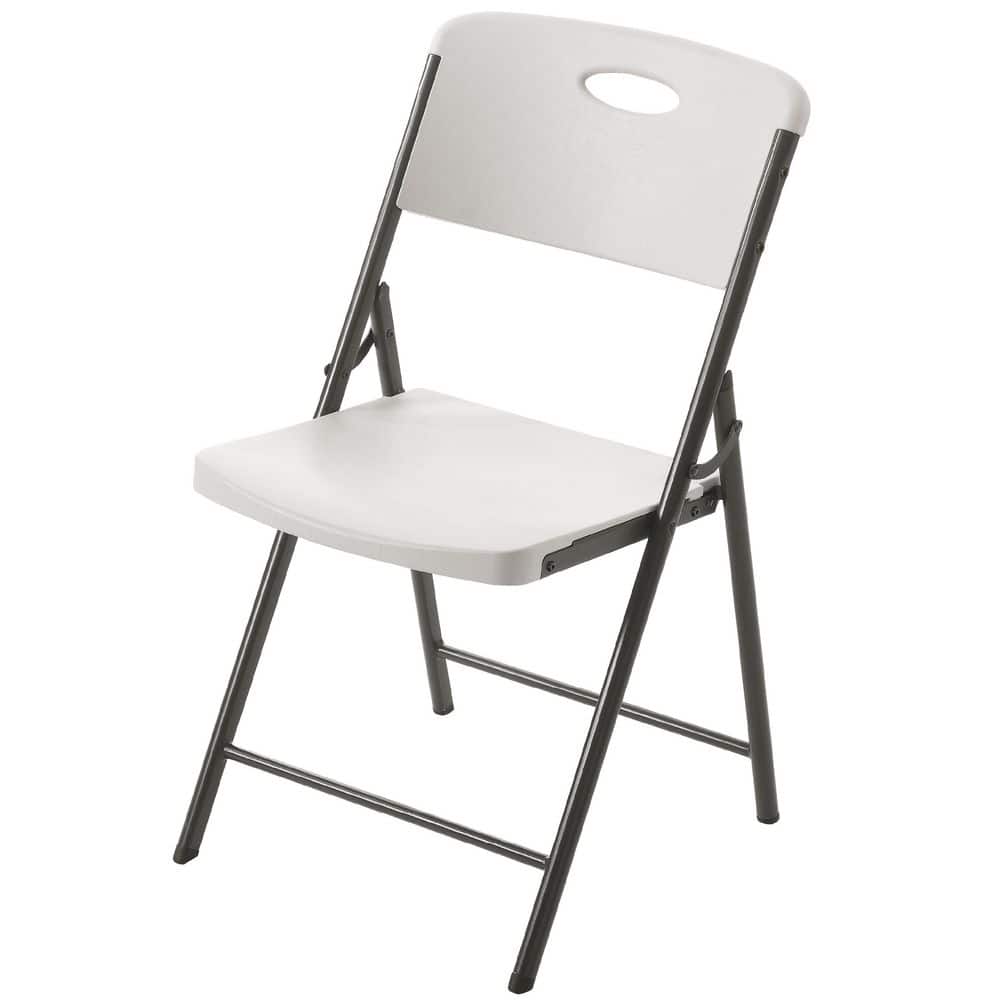 HDX Metal Frame Almond/Black Resin Seat Indoor/Outdoor Folding Chair (Set of 2) THD-FC100-AMBZ-2VN