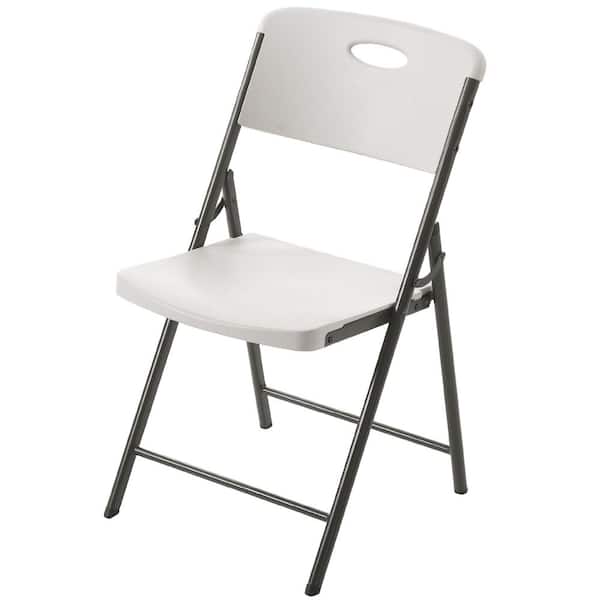 Metal Frame Almond Resin Folding Chair (Set of 2)